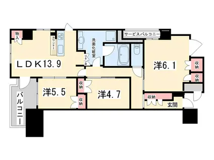 シャリエ京都円町(3LDK/2階)の間取り写真