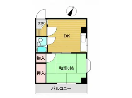 オクダビル I(1DK/4階)の間取り写真