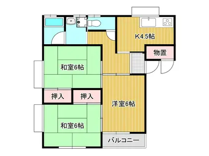 ハイツ千葉A棟(3K/2階)の間取り写真