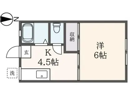 桃源荘(1K/2階)の間取り写真