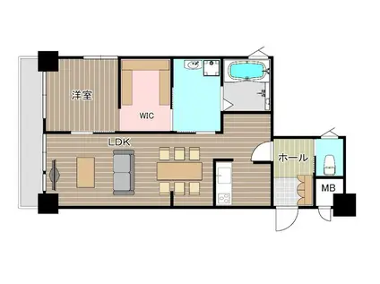 紅梅台ハイツ 2号棟(1SLDK/2階)の間取り写真