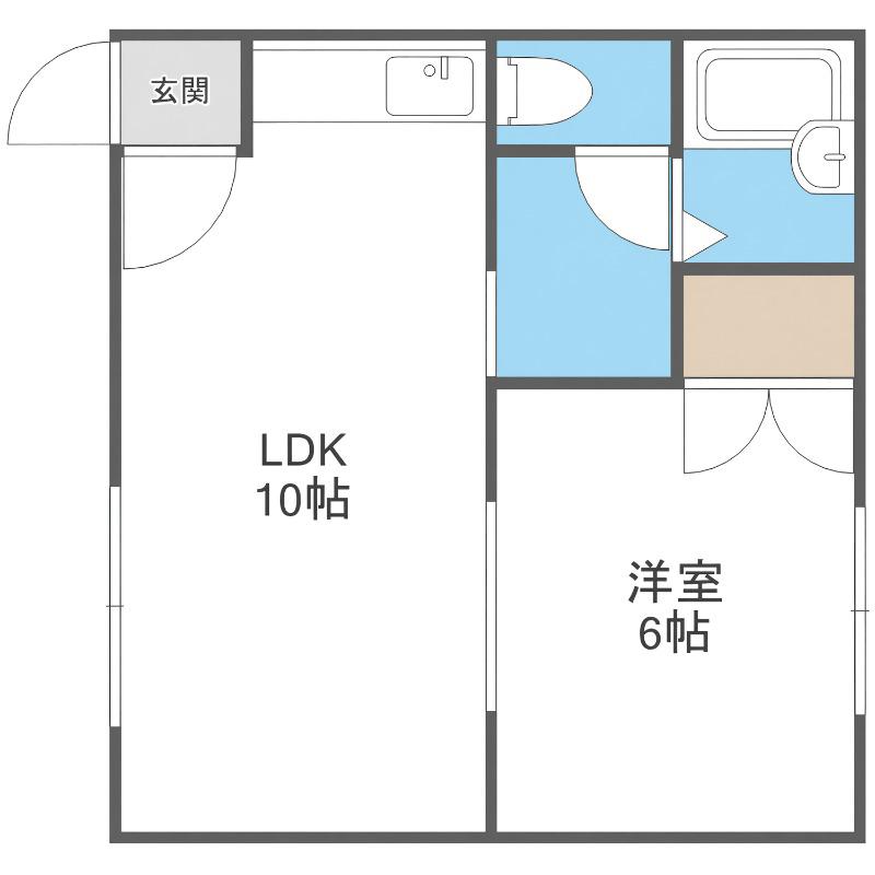 フェリオ中の島(1LDK/3階)の間取り写真