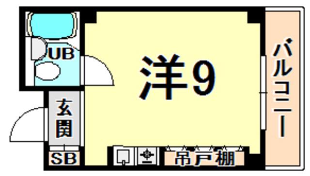 ベイサイド武庫川(ワンルーム/3階)の間取り写真