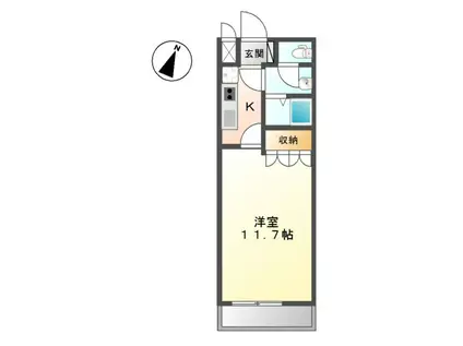 グランチェスタA(1K/1階)の間取り写真