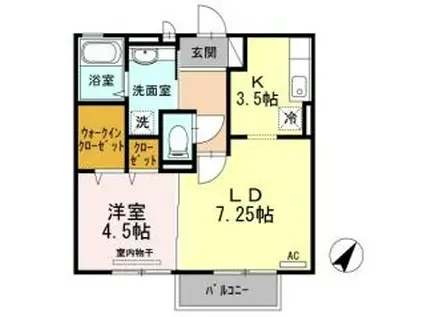 ノールヴィラージュII(1LDK/2階)の間取り写真