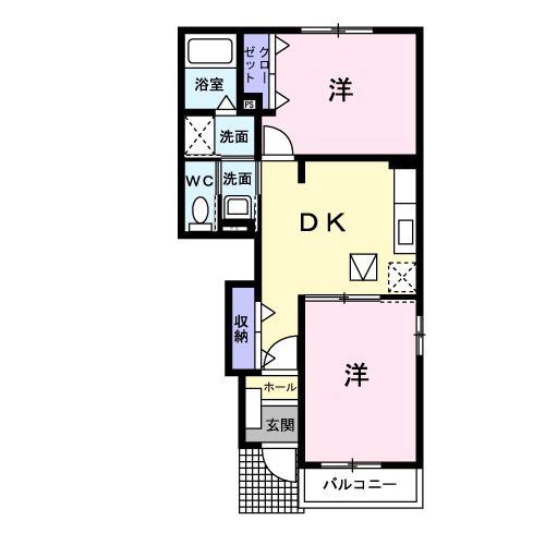 パレアナA(2DK/1階)の間取り写真