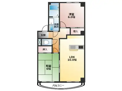 シルクヴェールフジA棟(2LDK/3階)の間取り写真