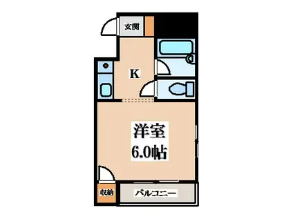 花園コートハウス(1K/2階)の間取り写真