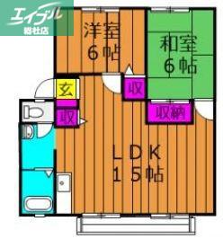 ノースウインド(2LDK/1階)の間取り写真