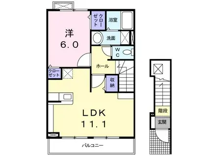 エスポワール・K I(1LDK/2階)の間取り写真