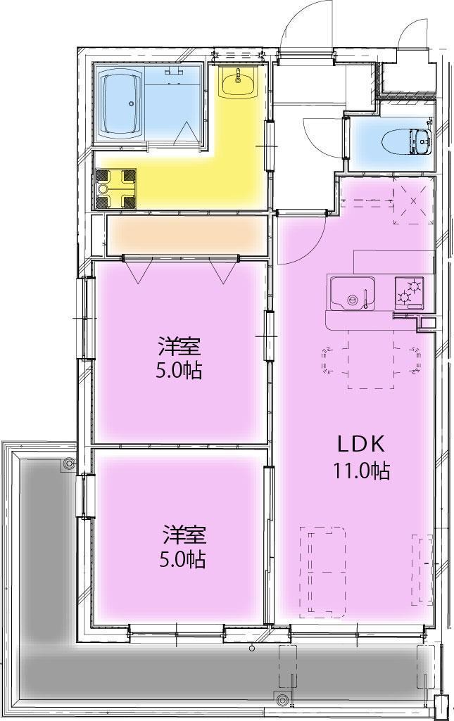 アーベイン潮見(2LDK/3階)の間取り写真