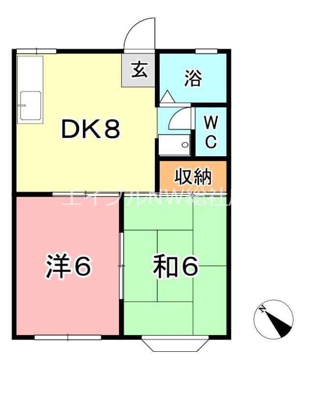 シャトレ・ウエストB(2DK/1階)の間取り写真
