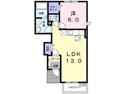 セレーネ(1LDK/1階)の間取り写真