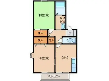 LAVINAI(2DK/1階)の間取り写真