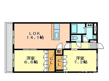 ヴィラコンフォース(2LDK/1階)の間取り写真
