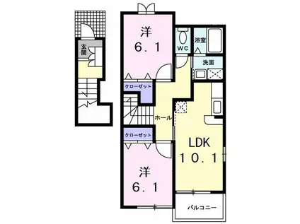メゾン・グリシーヌ(2LDK/2階)の間取り写真