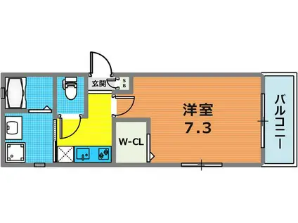 ワコーレヴィータ大石北町(1K/1階)の間取り写真