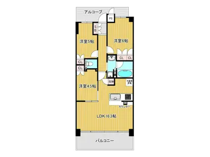 ワコーレ神戸トアプレミアム(3LDK/2階)の間取り写真