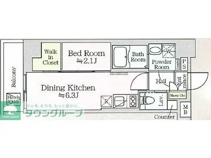 アイルプレミアム月島(1DK/7階)の間取り写真