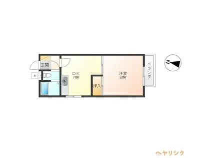 アサヒビルII(1DK/2階)の間取り写真