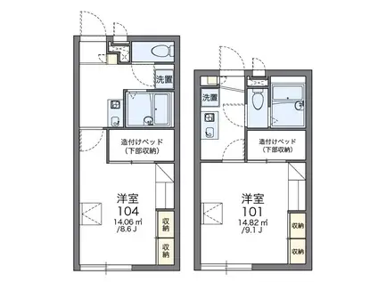 レオパレス巽ヶ丘(1K/1階)の間取り写真