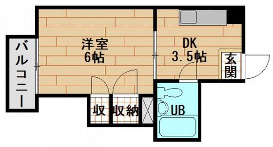 コーポ安留(1K/3階)の間取り写真