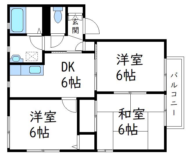 ルイール五番館(3DK/1階)の間取り写真