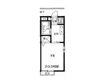 ラーイスフラッツ(1K/2階)の間取り写真