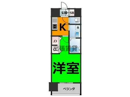 CREST TAPP 平安通(1K/12階)の間取り写真