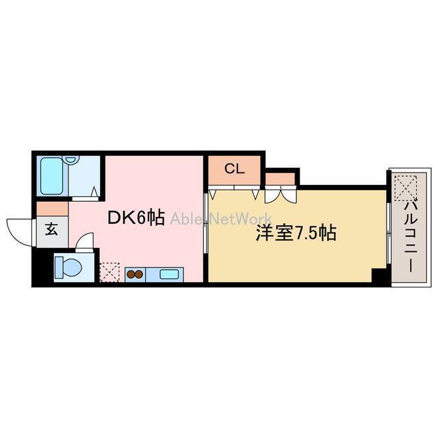 アーバンヴィラ松神子(1DK/2階)の間取り写真