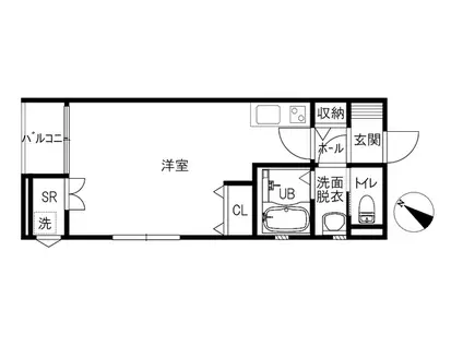 ラリュール(ワンルーム/1階)の間取り写真