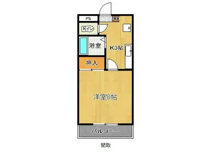 メゾン矢取II(ワンルーム/2階)の間取り写真