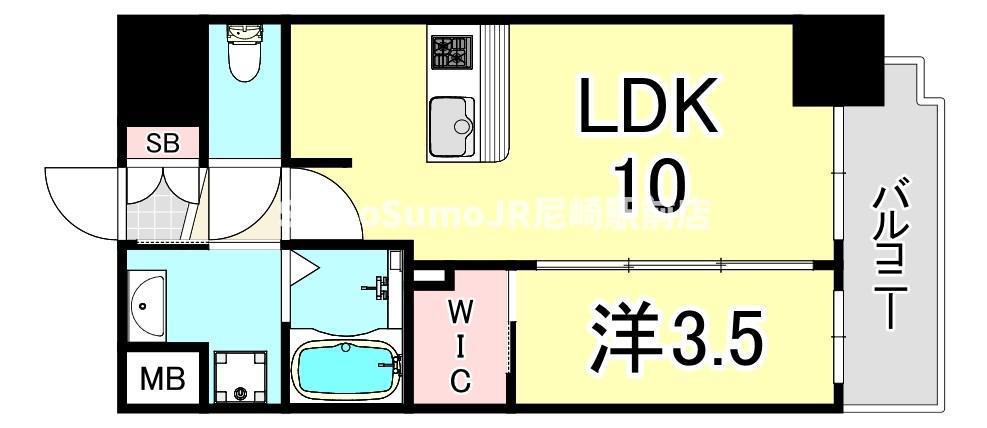 プレサンス塚本ミッドネクスト(1LDK/12階)の間取り写真