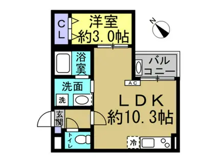 JACK YAWATA III(1LDK/2階)の間取り写真