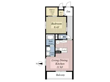  FLORA(1LDK/1階)の間取り写真