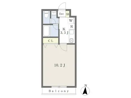 フットマーク(1K/1階)の間取り写真