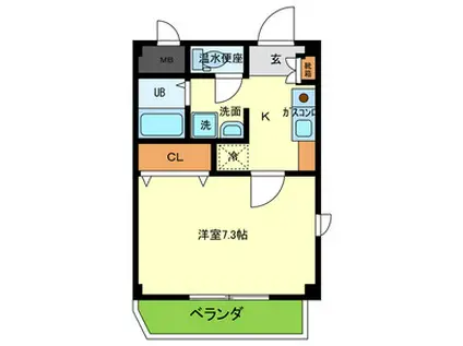 ビアンフェ(1K/2階)の間取り写真