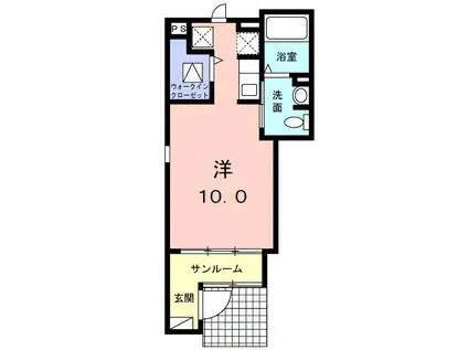 アンファミーユI(ワンルーム/1階)の間取り写真