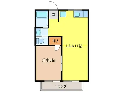 ハウスK2(1LDK/2階)の間取り写真