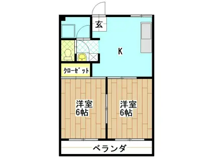 山惣マンション(2K/3階)の間取り写真