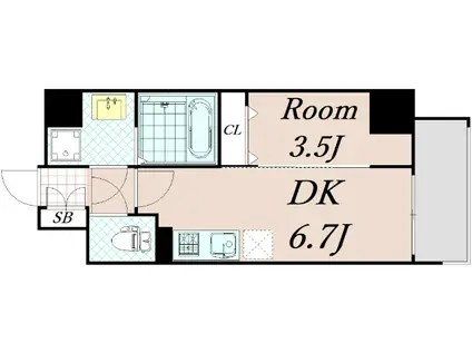 ソルテラス本庄西クレアスト(1DK/2階)の間取り写真