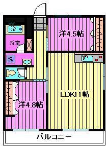 横溝ビル(2DK/3階)の間取り写真