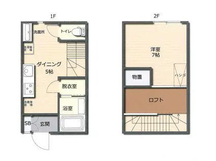 西鉄甘木線 大城駅 徒歩43分 2階建 築1年(1DK/1階)の間取り写真