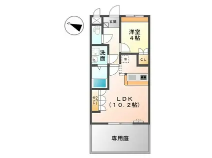 ロイヤルパークサイド(1LDK/1階)の間取り写真