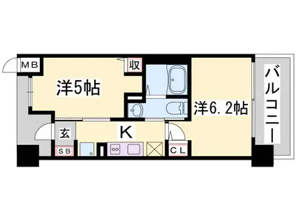 エステムプラザ神戸西Vミラージュ(2K/8階)の間取り写真