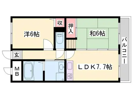 ハイツASAHI(2DK/3階)の間取り写真
