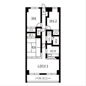日本泉ビル(3LDK/9階)の間取り写真