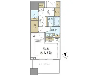 白金ザ・スカイ東棟(ワンルーム/7階)の間取り写真