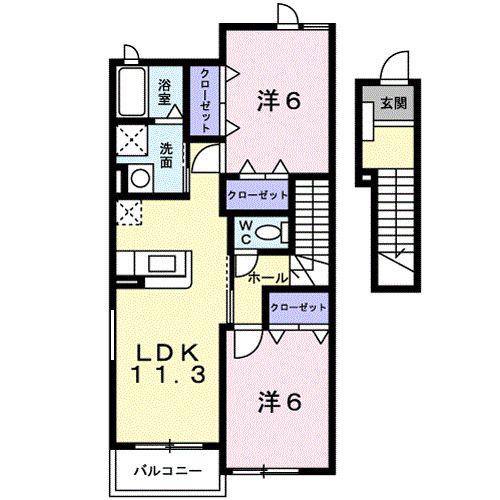 パークサイドB(2LDK/2階)の間取り写真