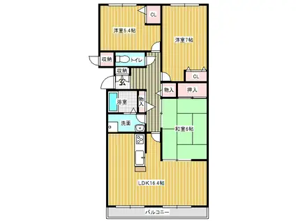 ドラゴンマンション新潟新和壱番館(3LDK/1階)の間取り写真